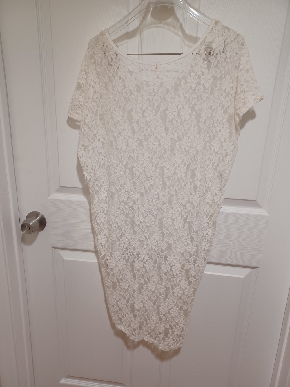 Free People White Sheer Striped Tunic with Lace Back - Picture 5 of 6